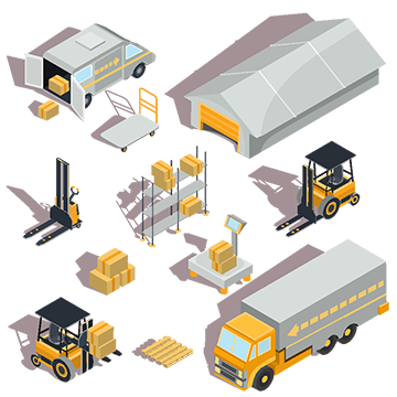Vector Logistic And Delivery Isometric Icons, Cargo, Warehouse, Freight PNG and Vector with Transparent